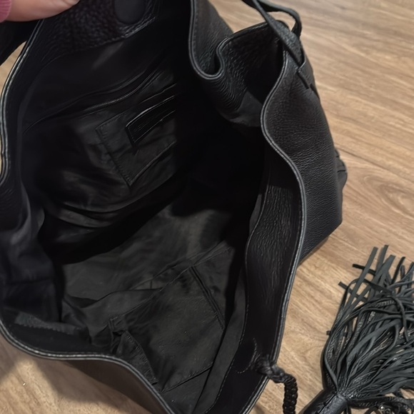 Rebecca Minkoff Isobel Black Pebbled Leather Hobo Handbag with Tassels - Picture 6 of 6